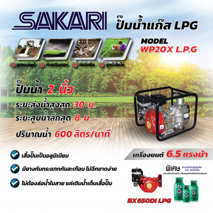 เครื่องสูบน้ำแก๊ส WP20X LPG